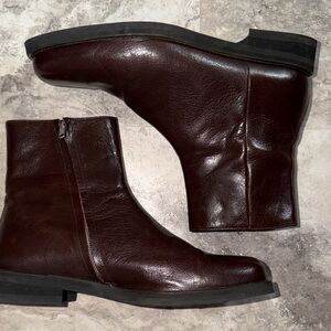 Men's Zip Leather Ankle Boots - Dark Brown
